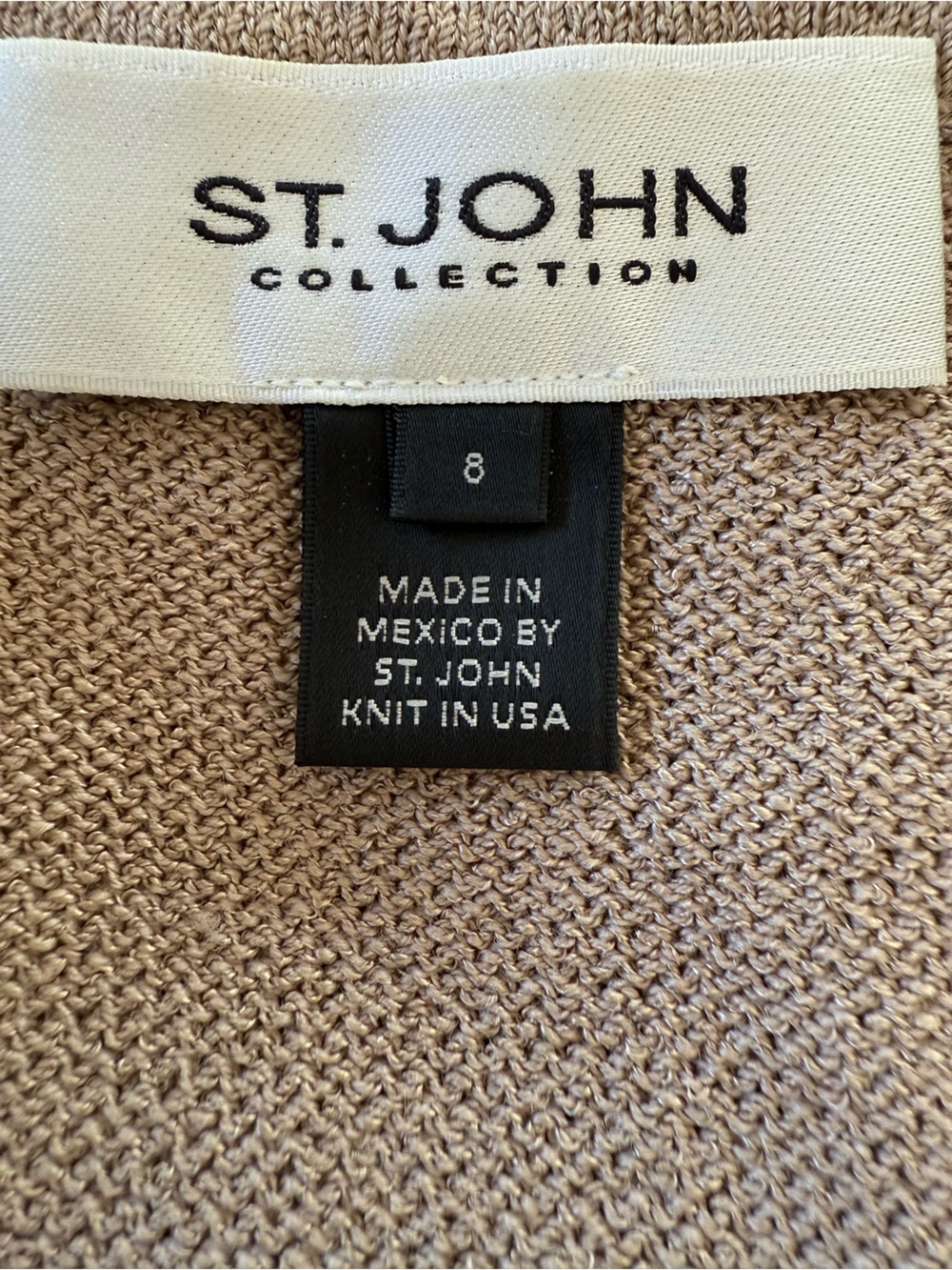St. John Collection Tan Santana Knit Tank Dress Size 8 Mid-Length Bodycon Sheath - Picture 4 of 9